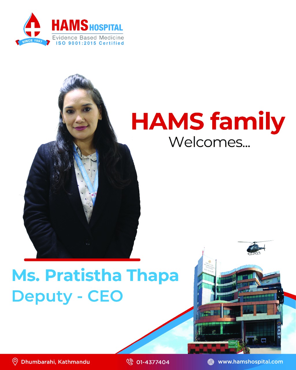 HAMS family welcomes Ms Pratistha Thapa