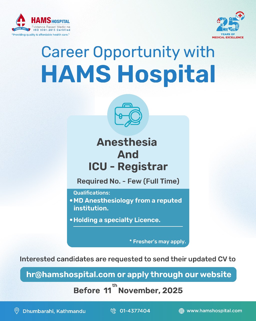 Anesthesia & ICU – Registrar