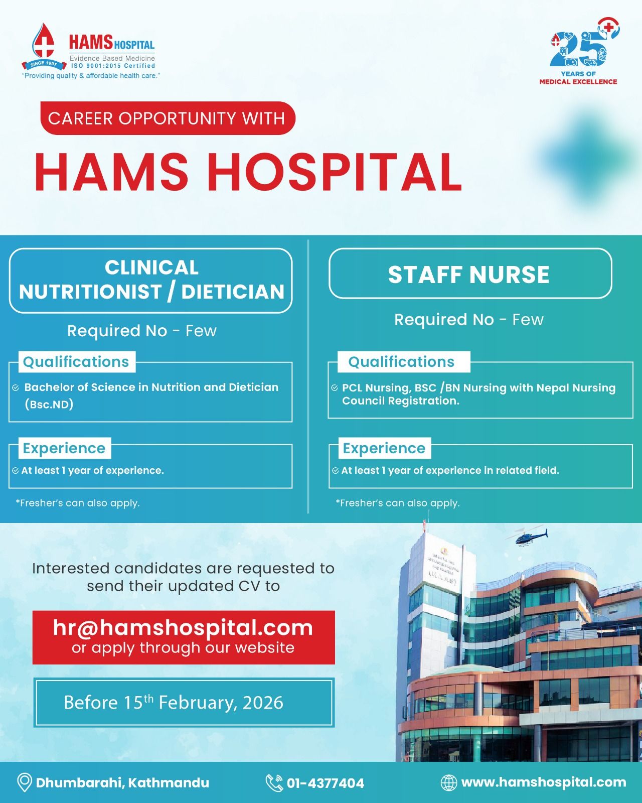 Clinical Nutritionist/Dietician & Staff Nurse